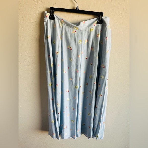 VTG Maxou Icy Blue Floral Maxi Womens Skirt Size 2X Cottagecore Coquette Boho - Picture 2 of 5
